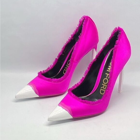 Tom Ford Frayed Dégradé Satin Pumps Pink size 38 - Picture 7 of 16